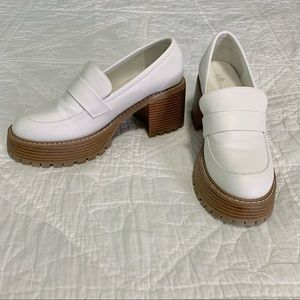 Chunky White Platform Loafers